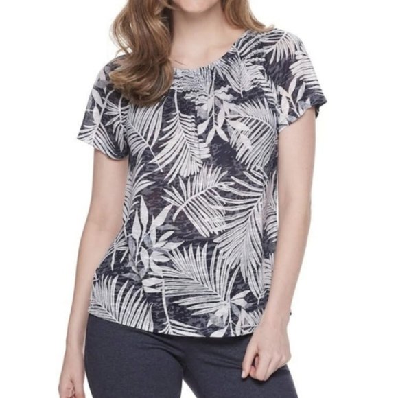 NWT Women's Dana Buchman Short Sleeve Palm Tee - Picture 1 of 3